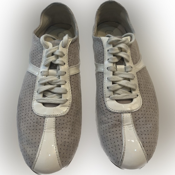 Cole Haan Taupe Suede and White Patent Leather Sneakers - Picture 2 of 2